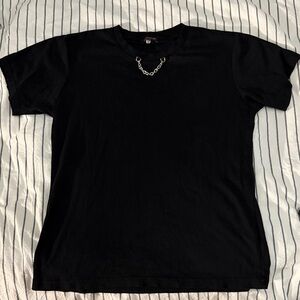 Louis Vuitton Black Short Sleeve Tee with Chain Accent